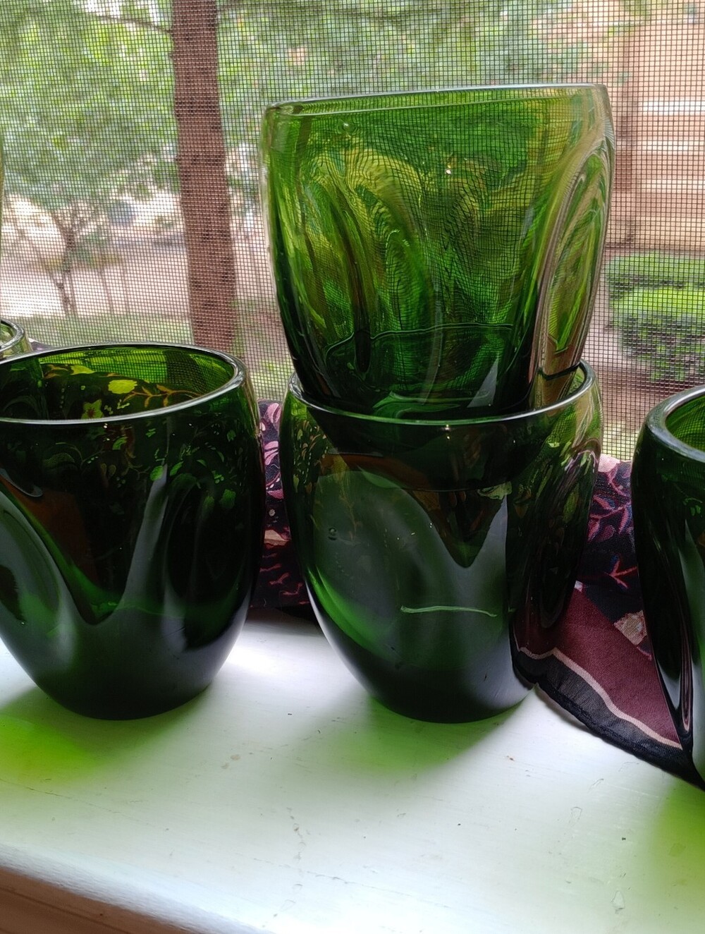 MCM Style Green Glass Tumblers Set Of Six - Picture 6 of 11